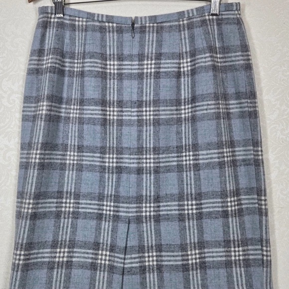 Talbots Blue and Gray Plaid Pencil Skirt - Picture 2 of 7